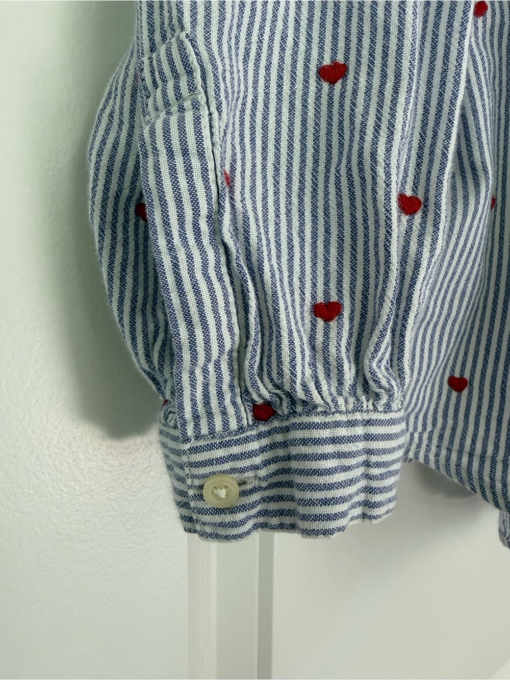 Royalties Blue Stripe Button-Down Shirt with Red Dot Detail - Picture 3 of 4